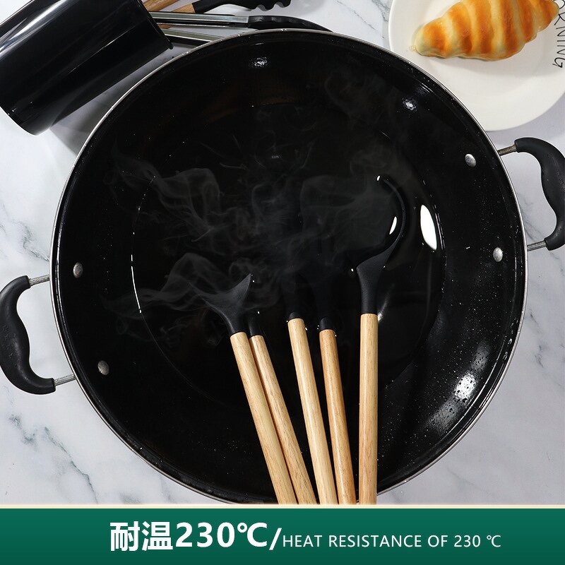 Kitchen Utensils Set Manufacturer - 12 Pieces Accessories Cooking Silicone with Wooden Handle