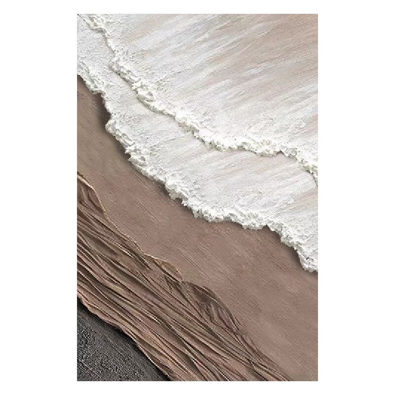 Acrylic Painting Manufacturer - Handmade Abstract Brown White Beach Ocean Seascape Scenery Canvas Art 3D Texture for Wall Decoration