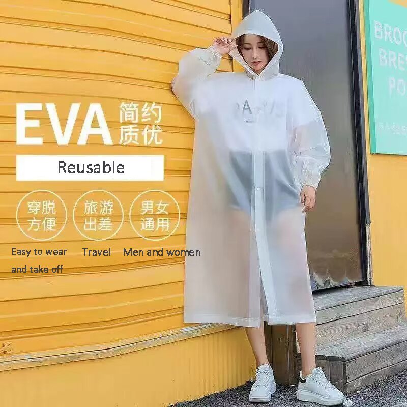 Raincoat Manufacturer - Men's Long Eva Waterproof Reusable Poncho With Hood for Hiking Fishing
