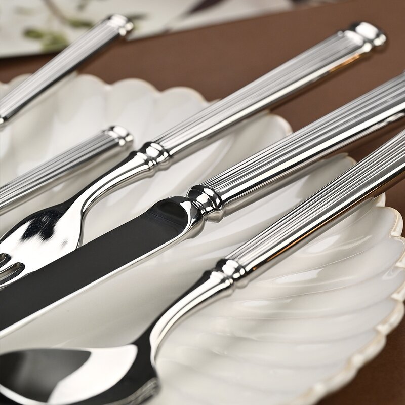 Flatware Set Manufacturer - 304 Stainless Steel Steak Knife and Fork Gift Box Imperial Court Retro Relief Palace