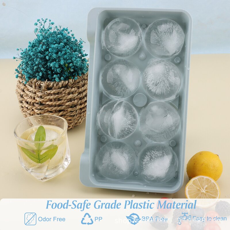 Ice Cube Tray Manufacturer - 8 Round Square Mold Handmade Whisky Beer Stackable Durable With Lid