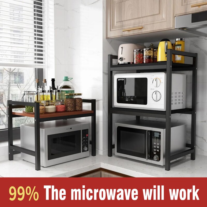 Kitchen Shelf Manufacturer - Microwave Oven Rack Household Double Countertop Desktop Rice Cooker Stand Organizer