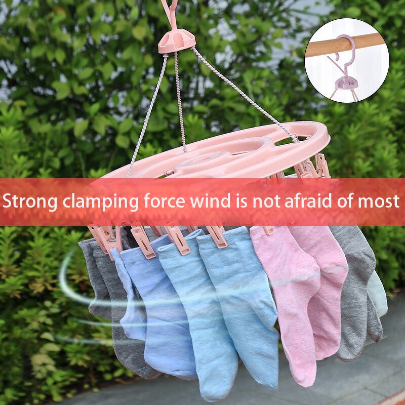 Sock Drying Rack Manufacturer - Disc Multi-functional Multi-Clip Clothes Baby Clothes Windproof Drying