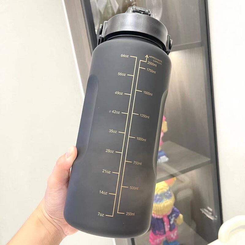 Sports Water Bottle Manufacturer - 3pcs/Set Large Capacity Portable Motivational With Straw for Hiking Camping