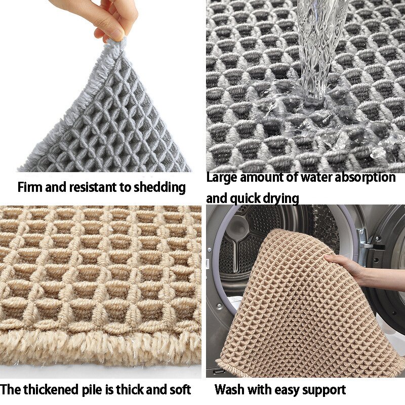 Bath Mat Manufacturer - Custom Tassel Waffle Non-slip Water Absorbent Braided Anti Slip Microfiber Soft Shaggy Shower