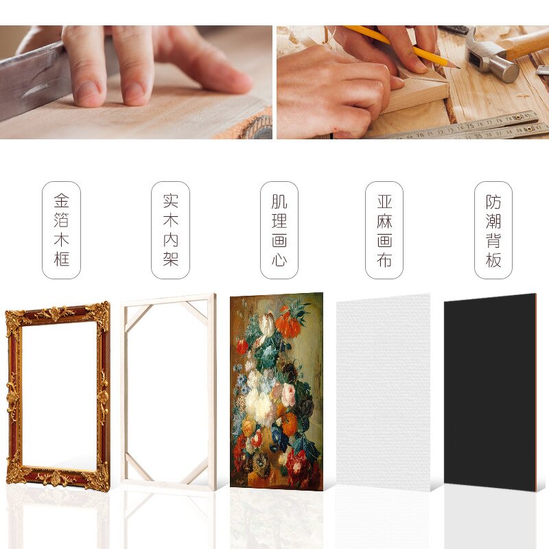 Oil Painting Manufacturer - Classical Rococo Style Handmade Wood Engraved Antique Golden Framed Flower Home Decor Design Photo Frame