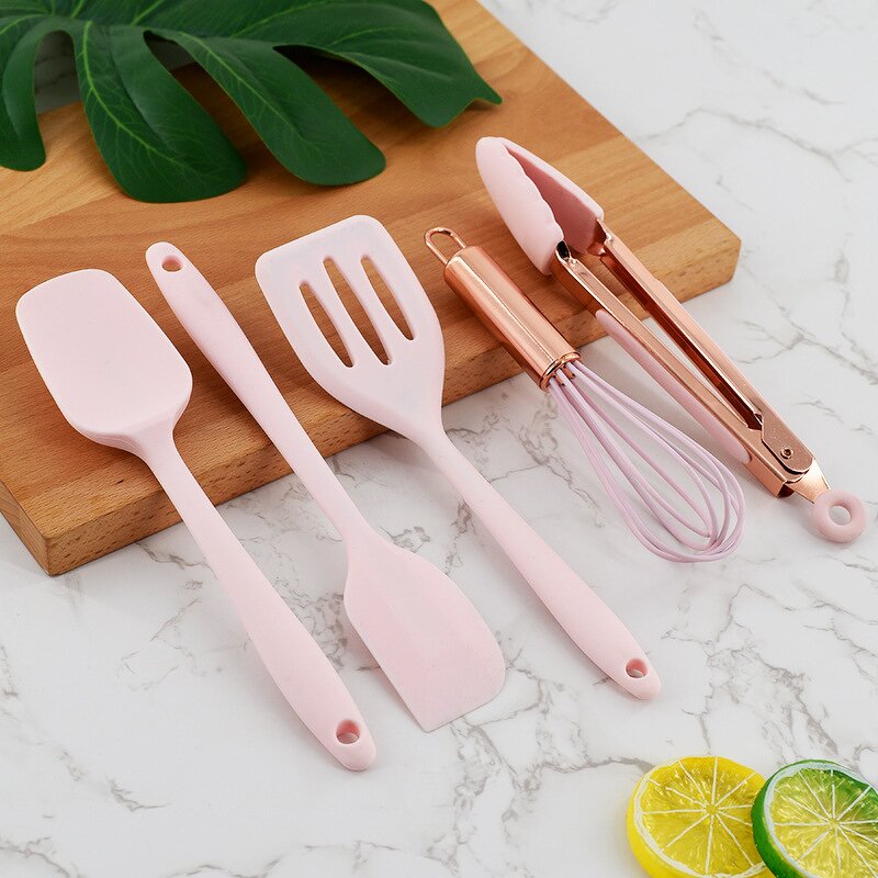 Children's Kitchenware Set Manufacturer - Hot Sale Pink 5-piece Mini Silicone for Baking Cooking Small Utensils