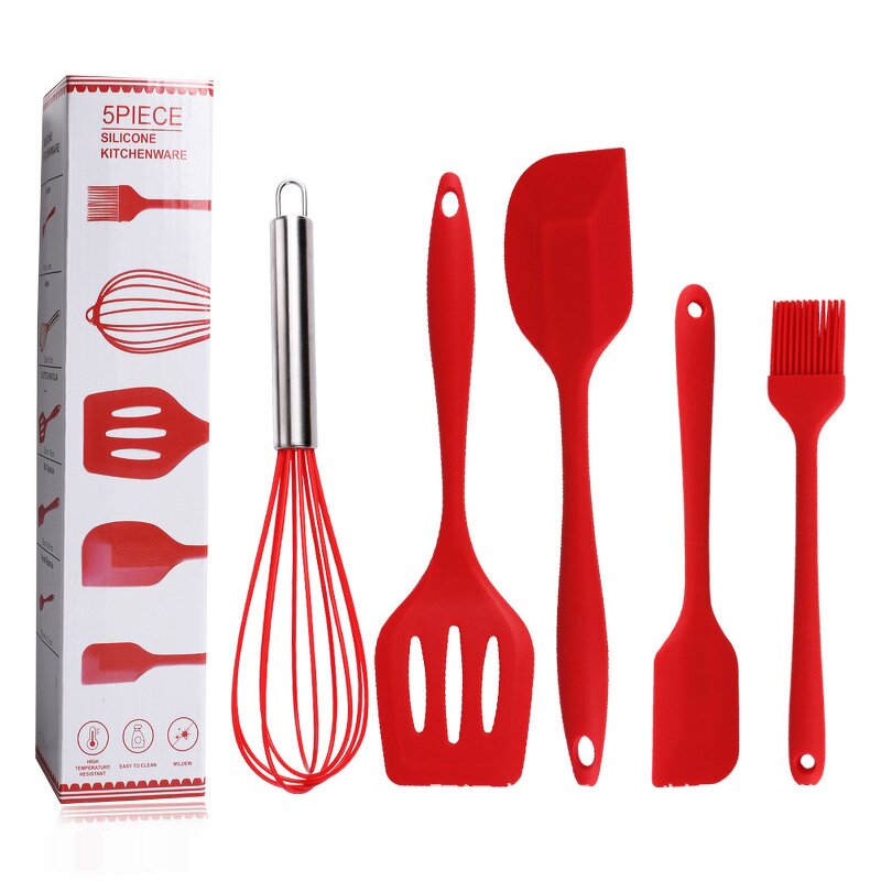 Kitchen Utensils Manufacturer - New Silicone Products Home and Accessories 5Pcs Heat Resistant Food Cheap Cooking Spatula Set
