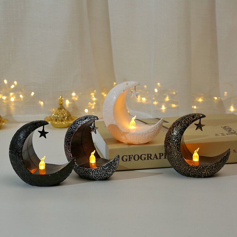 LED Night Light Manufacturer - Eid Mubarak 2024 Popular Design Middle East Arab Crescent Shape Moon Star Table Decoration