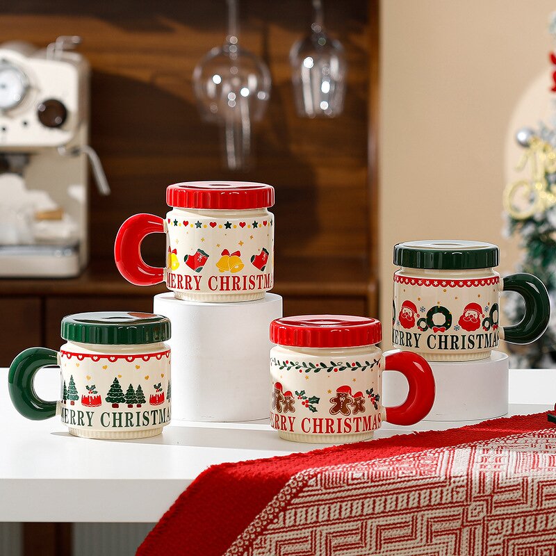 Ceramic Cup Manufacturer - Harmonious Christmas Cute with Lid Gift Coffee for Office Nordic