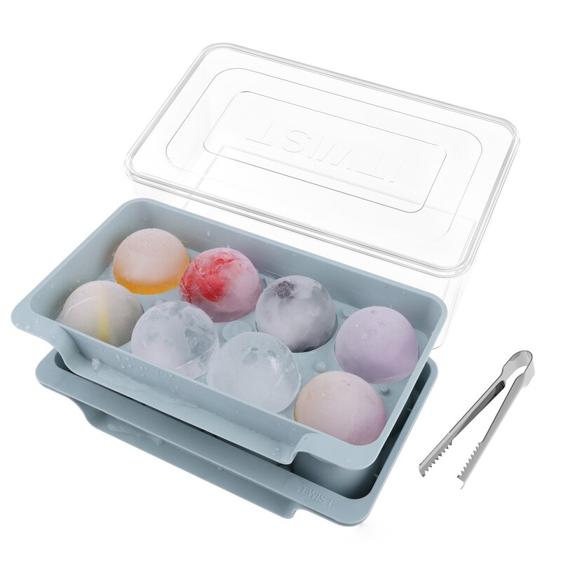 Ice Cube Tray Manufacturer - 8 Round Square Mold Handmade Whisky Beer Stackable Durable With Lid