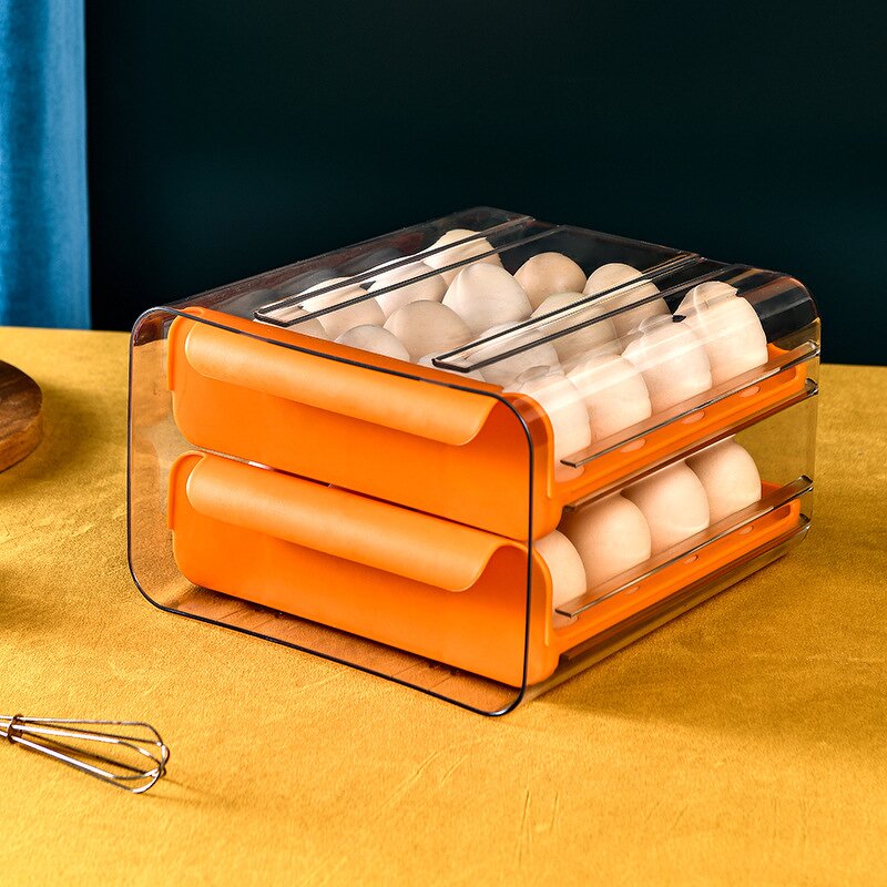 Egg Tray Organizer Manufacturer - Kitchen Double Layer Plastic Storage Box