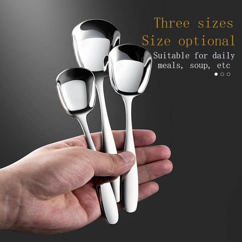 Dessert Spoon Manufacturer - 304 Stainless Steel Flat Bottom square Thickened Chinese