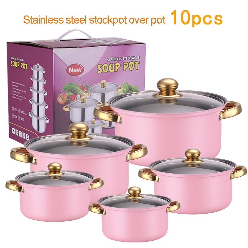 Cookware Set Manufacturer - 10 Piece Wholesale Kitchen Ware Stock Pot Stainless Steel Cooking Milk and Soup Pot