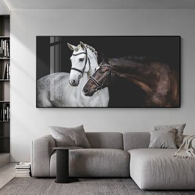 Canvas Painting Manufacturer - Modern Home Decor Black and White Running Horse Wall Art Picture Decorative Large Running Horses
