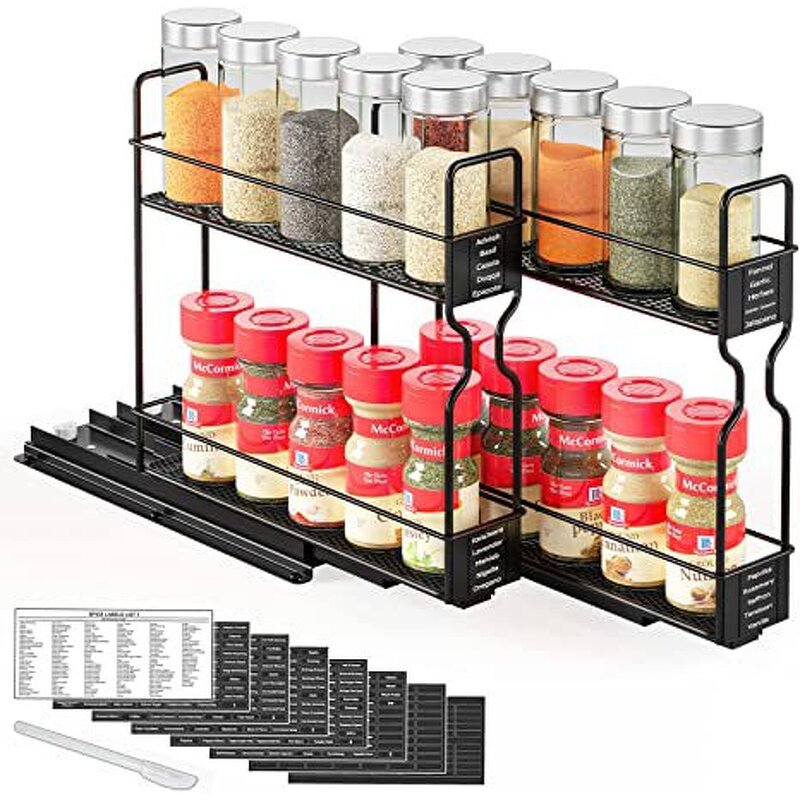 Spice Racks Manufacturer - Carbon Steel New Design Storage Holders Kitchen Under Sink Organizers With 2 Tier Sliding Drawer