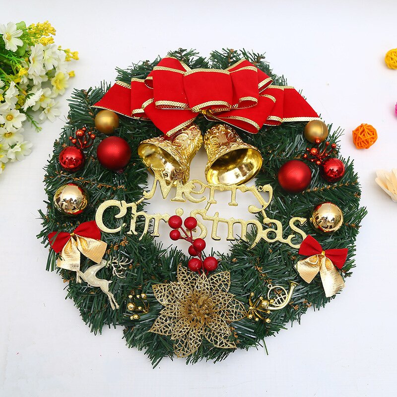 Christmas Wreath Manufacturer - New Autumn Plastic Decoration Garland Flowers With Red Bow