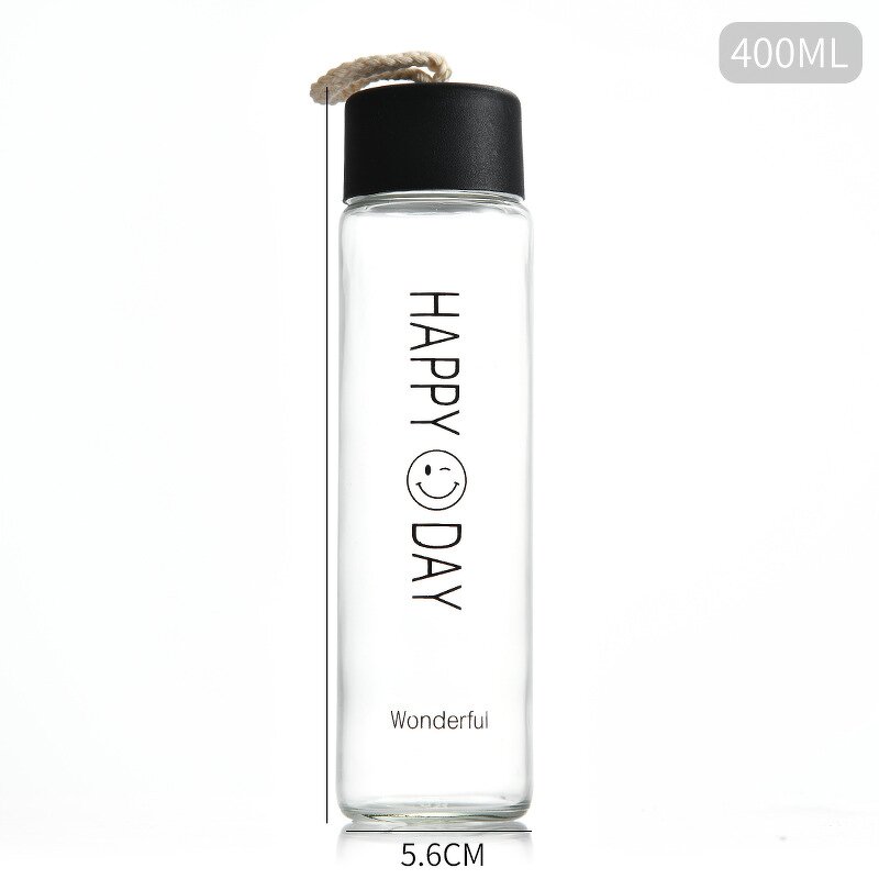 Glass Water Bottle Manufacturer - Environmentally Friendly Portable Smiley Face Frosted Drinking and Convenience Cup