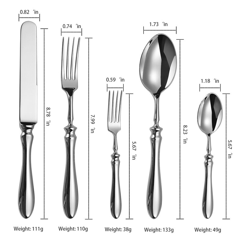 Cutlery Set Manufacturer - Stainless Steel Mirror Luxury Gold Miserable Restaurant Steak Messer Gabel Tea Knife Fork Spoon Flatware