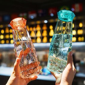Glass Water Bottle Manufacturer - Eco-friendly Colored Crystal Sports with Diamond Cap