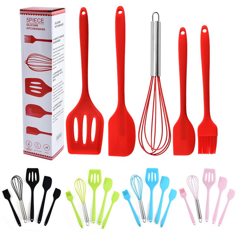 Kitchen Utensils Manufacturer - New Silicone Products Home and Accessories 5Pcs Heat Resistant Food Cheap Cooking Spatula Set