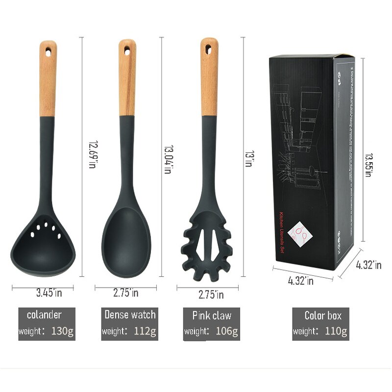 Kitchen Utensils Set Manufacturer - Accessories Cooking Tools Bulk Stocked Luxurious Wood Handle White Cooking