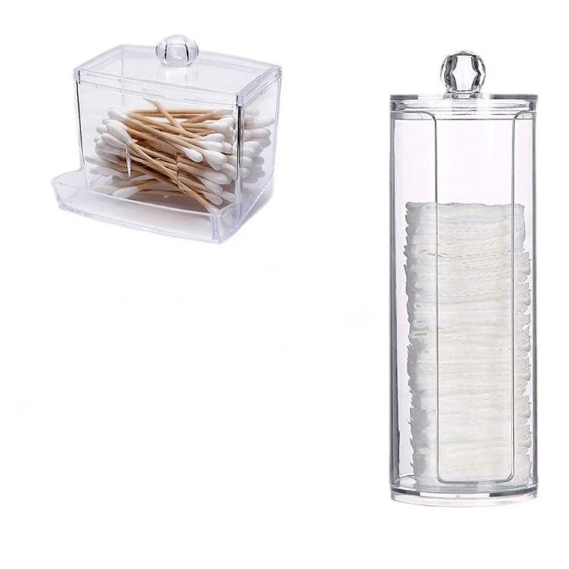 Cotton Ball Dispenser Manufacturer - Holder for Swab Round Pads Floss Picks 10 oz Clear Plastic Apothecary Jar Set