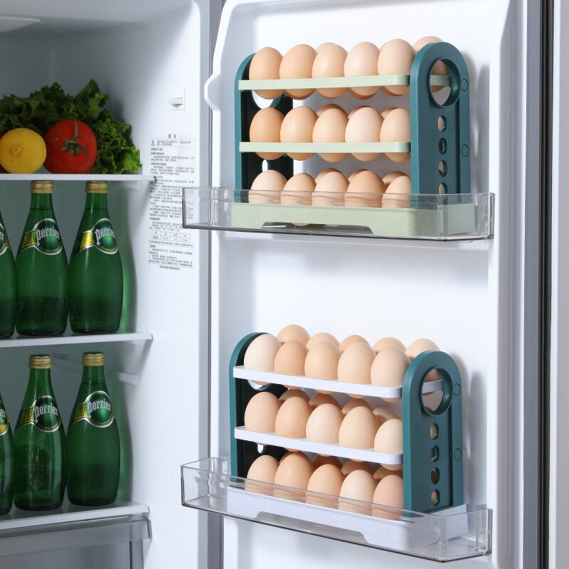 Egg Storage Rack Manufacturer - 3 Layer Flip Type Refrigerator Organizer Practical Container Box Kitchen Accessories