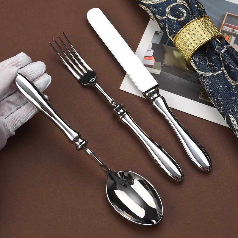 Cutlery Set Manufacturer - Stainless Steel Mirror Luxury Gold Miserable Restaurant Steak Messer Gabel Tea Knife Fork Spoon Flatware
