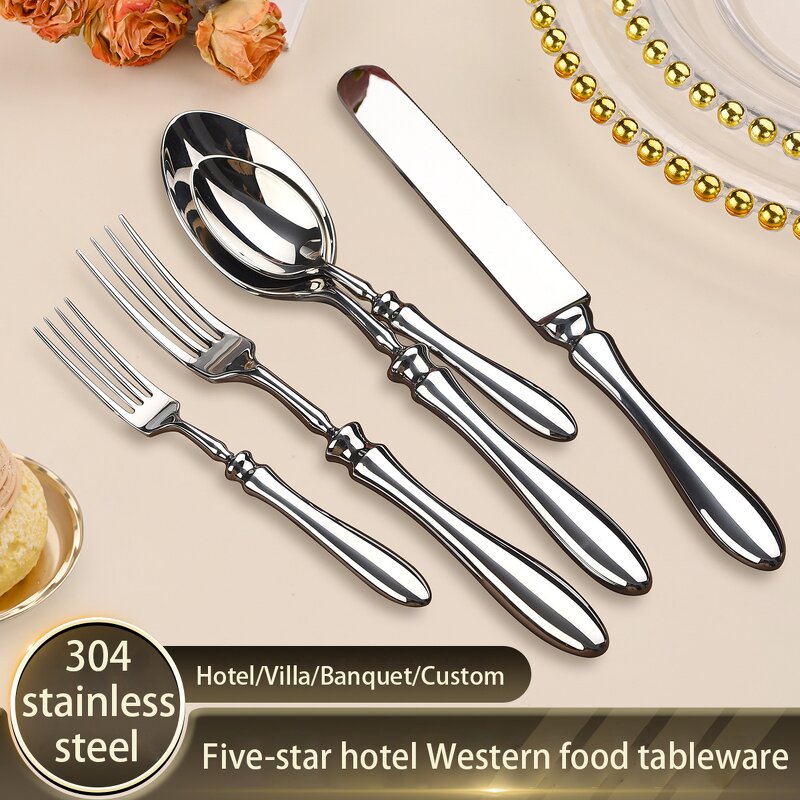 Cutlery Set Manufacturer - Stainless Steel Mirror Luxury Gold Miserable Restaurant Steak Messer Gabel Tea Knife Fork Spoon Flatware