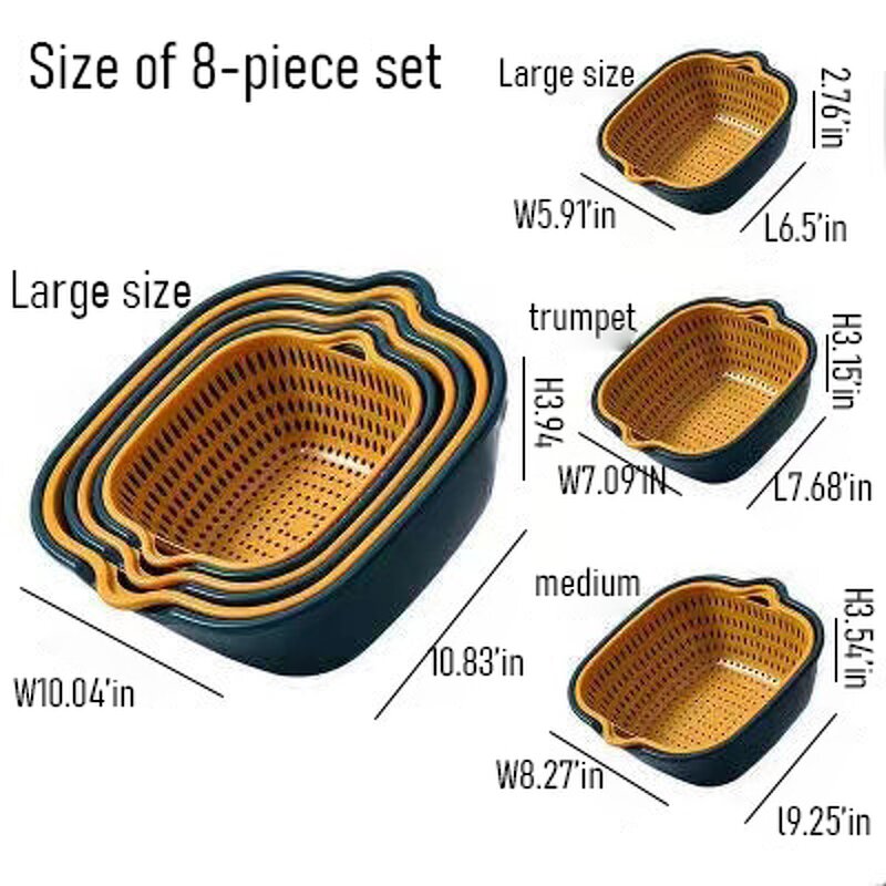 Vegetable Washing Basket Manufacturer - Kitchen Draining Basket Double-layer House Hold Multi-functional Fruit and