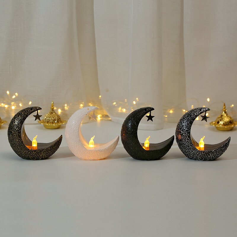 LED Night Light Manufacturer - Eid Mubarak 2024 Popular Design Middle East Arab Crescent Shape Moon Star Table Decoration