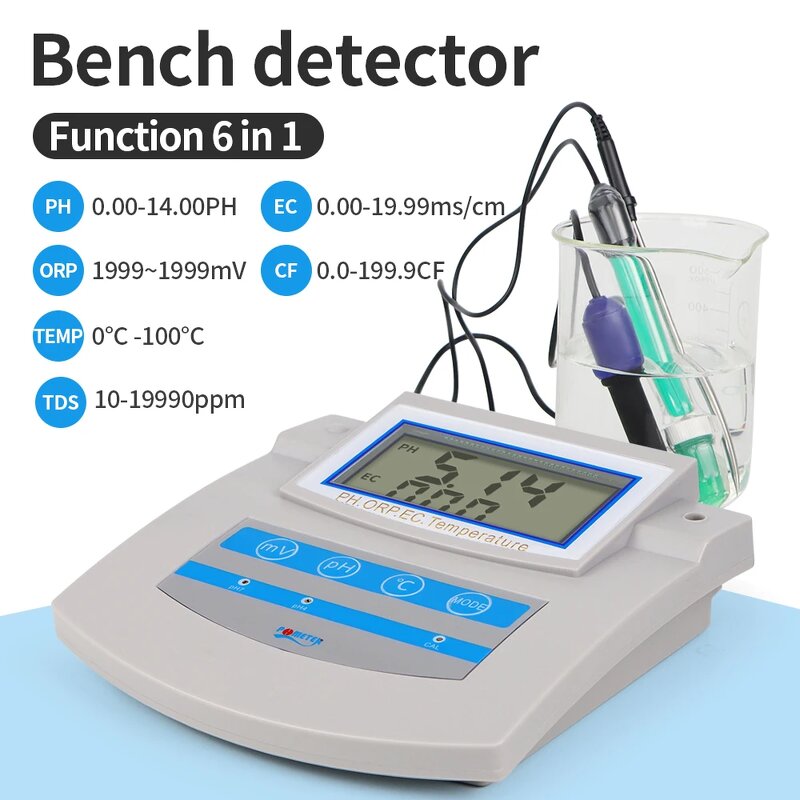 Water Quality Tester Manufacturer - 6 in 1 Benchtop Digital Display PH/EC/CF/OR/ TDS/temperature Multifunctional Water Quality Detector