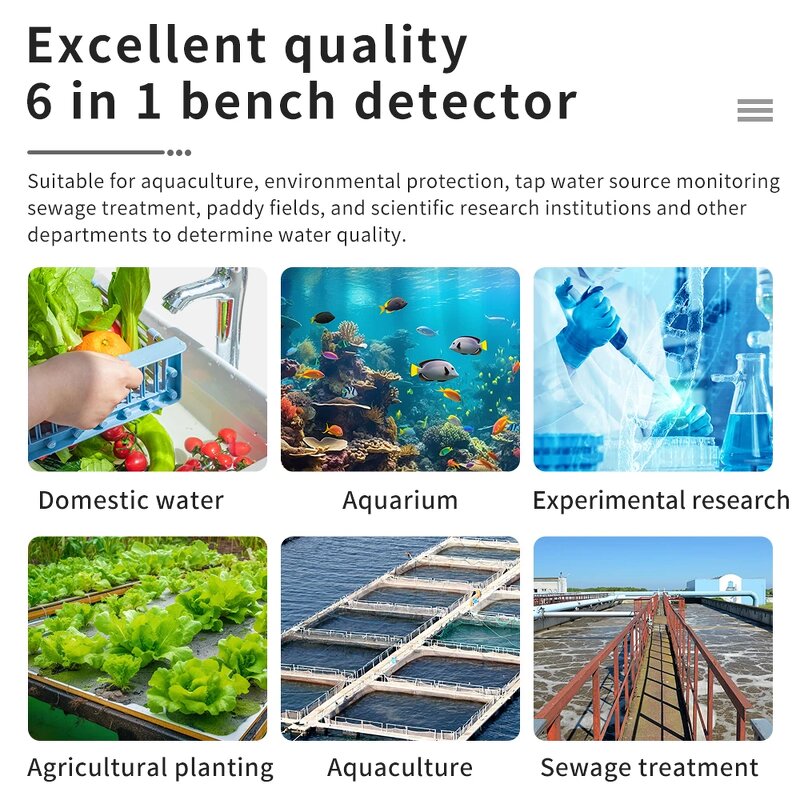 Water Quality Tester Manufacturer - 6 in 1 Benchtop Digital Display PH/EC/CF/OR/ TDS/temperature Multifunctional Water Quality Detector