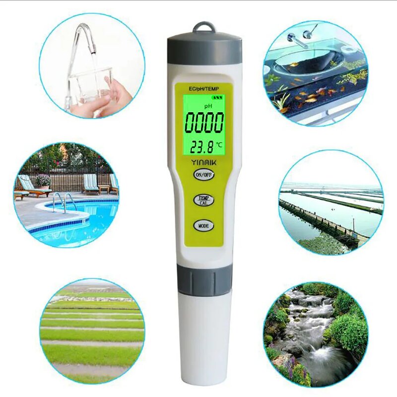 pH Tester Manufacturer - Hot-selling Pen ph Pool Home test 3-in-1 test Pen Ph/ec/temp Water Quality Tester