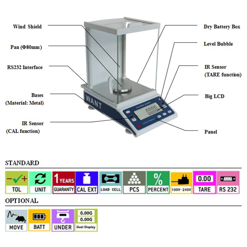 Electronic Scale Manufacturer - 60g 100g 200g 220g 300g 500g 0.1mg 0.001g 0.0001g Digital Weighing Balance Electronique