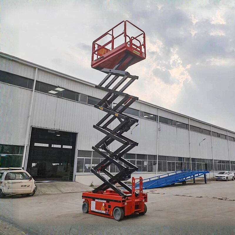 Scissor Lift Manufacturer - Lead Acid Lithium Li-on Battery Lifting Hydraulic Wheel with Support Leg
