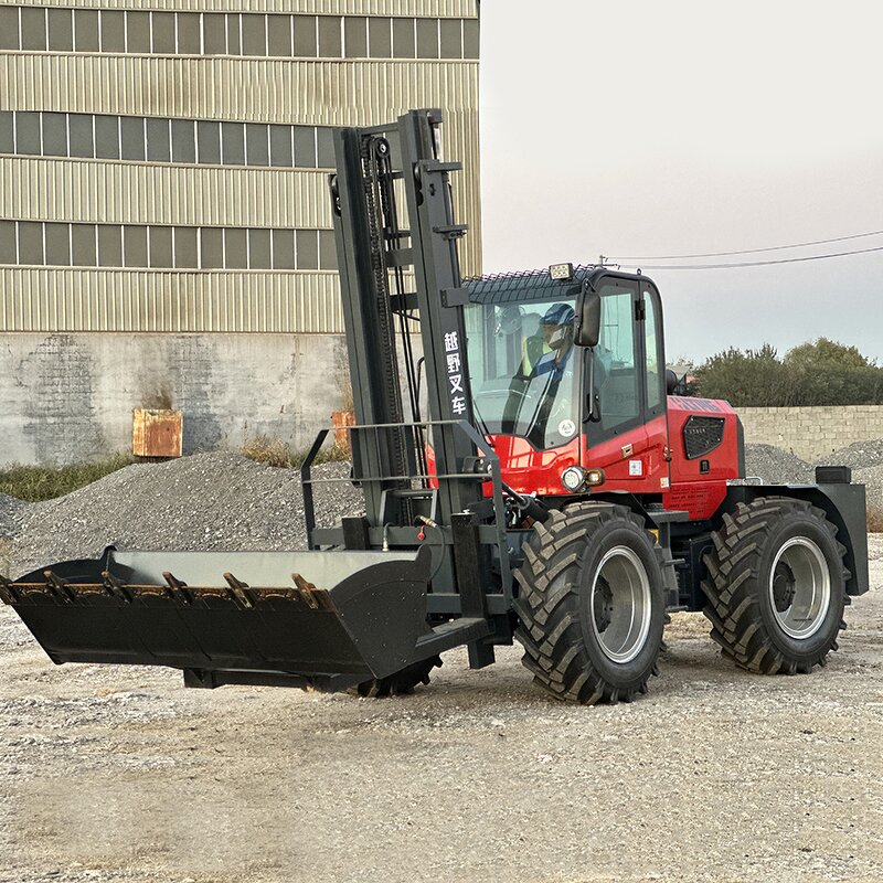Rough Terrain Forklift Manufacturer - 2025 4WD Rear Wheel Steering 3 Ton 3.5 Ton 4Ton 5Ton with Optional Attachment