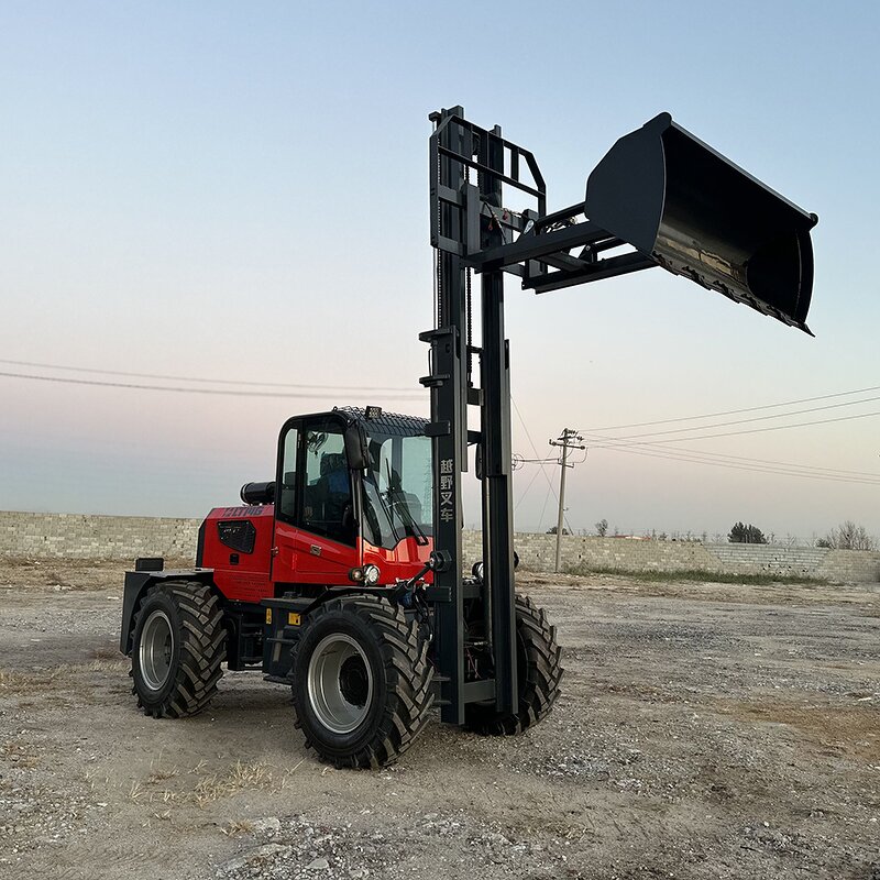 Rough Terrain Forklift Manufacturer - 2025 4WD Rear Wheel Steering 3 Ton 3.5 Ton 4Ton 5Ton with Optional Attachment