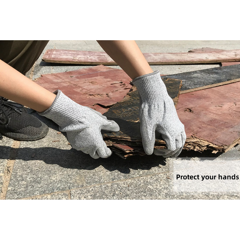 Safety Gloves Manufacturer - Cut-5 13G Green Hppe Black PU Construction Gloves Anti Cut