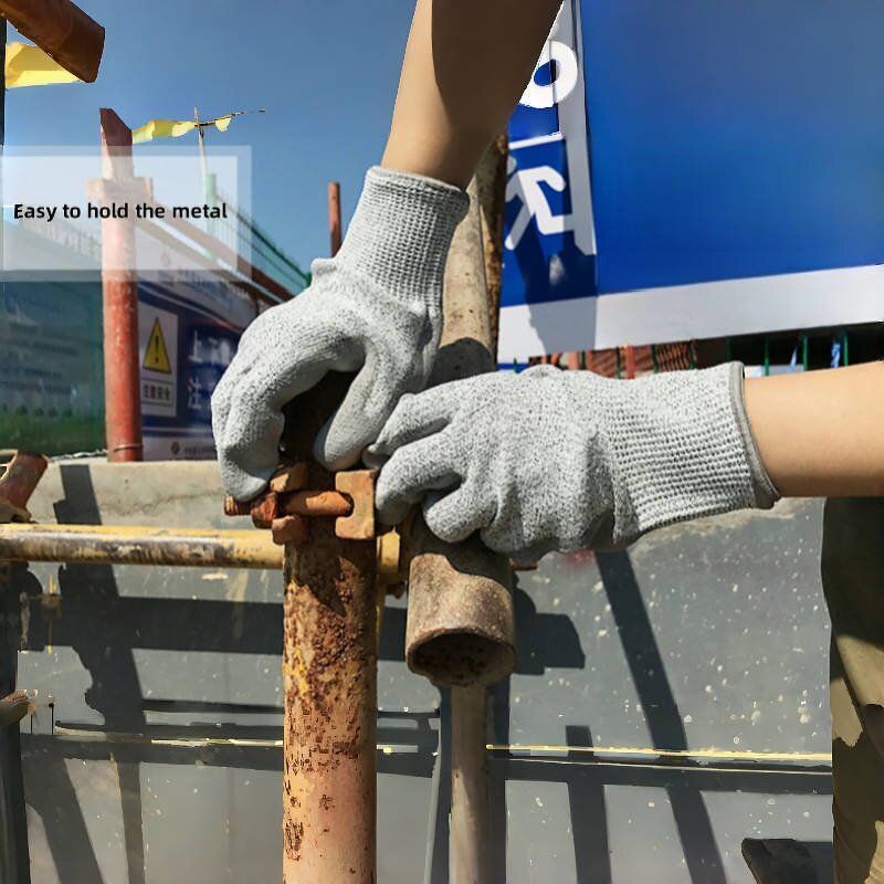 Safety Gloves Manufacturer - Cut-5 13G Green Hppe Black PU Construction Gloves Anti Cut