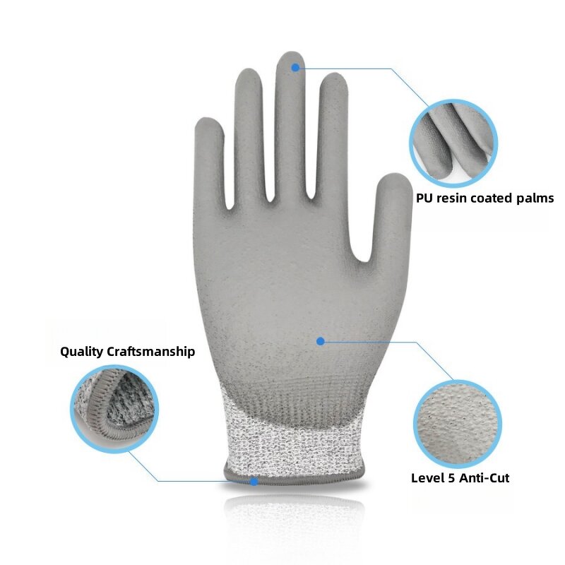 Safety Gloves Manufacturer - Cut-5 13G Green Hppe Black PU Construction Gloves Anti Cut