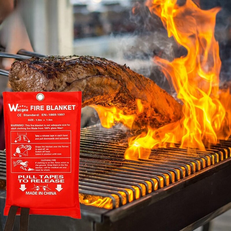 Fire Blanket Manufacturer - Home Emergency Fireproof Fiberglass 1M X 1M Kitchen Wall Preparation Fireproof and Resistant