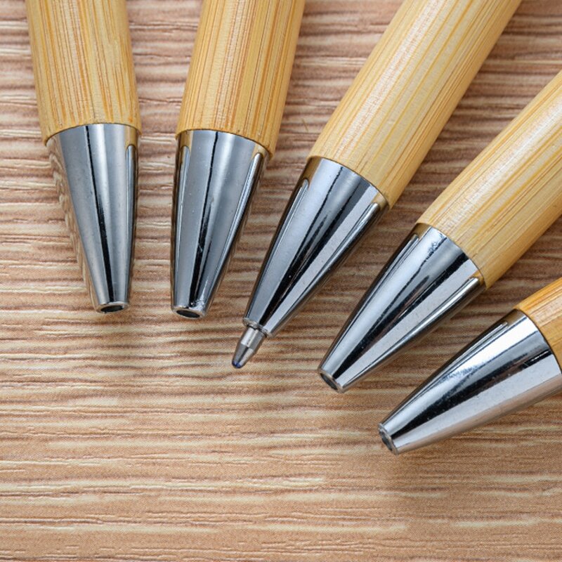 Pen Manufacturer - Wholesale Custom Logo Promotional Gifts Ink 1mm Sustainable Eco-Friendly Bamboo Retractable Ballpoint