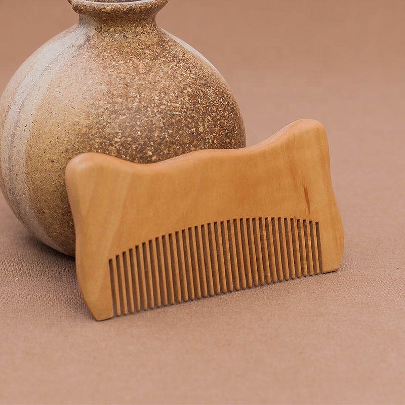 Beard Comb Manufacturer - Custom Logo Cartoon Shape Pocket Handmade Pear Wood