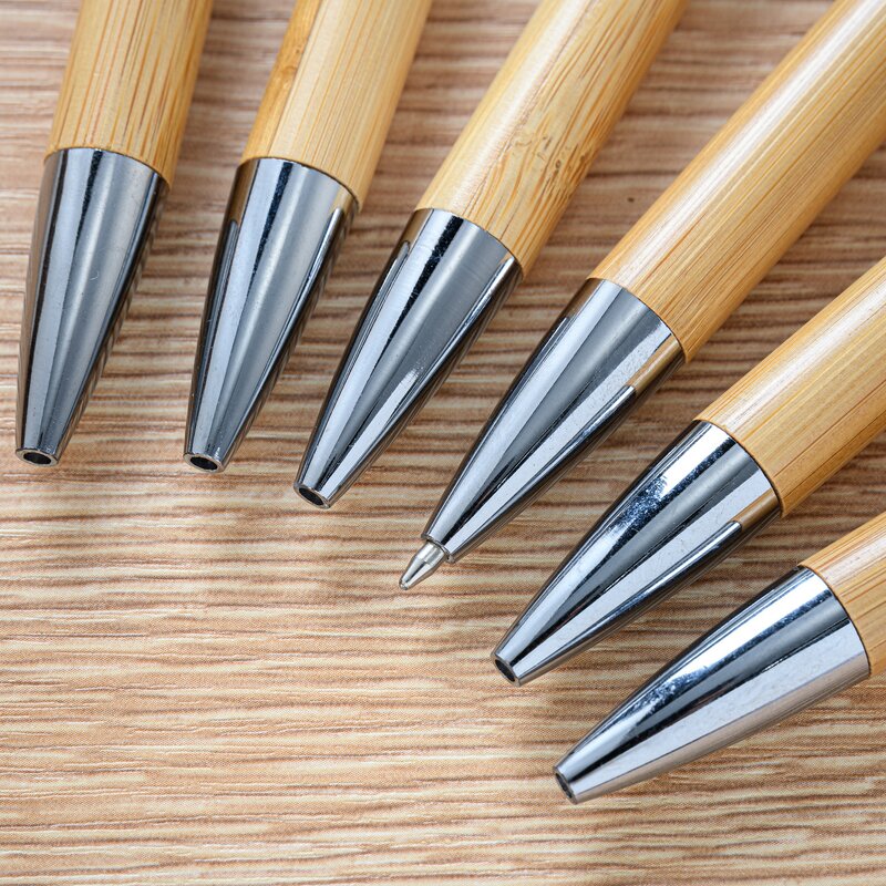 Pen Manufacturer - Laser Engraving Logo Bamboo Retractable Ballpoint Black Ink Refills for Promotional Gift