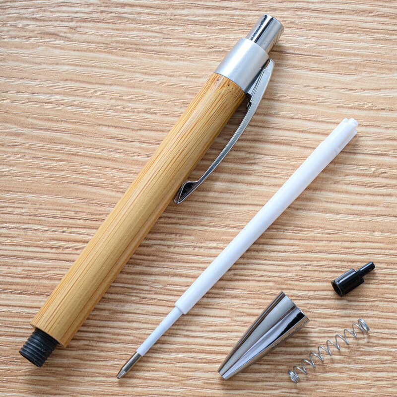 Pen Manufacturer - Laser Engraving Logo Bamboo Retractable Ballpoint Black Ink Refills for Promotional Gift