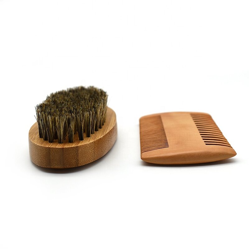 Beard Grooming Kit Manufacturer - Custom Facial Hair Beard Comb and Brush Set Men's Beard Shaping Tool Wooden Comb