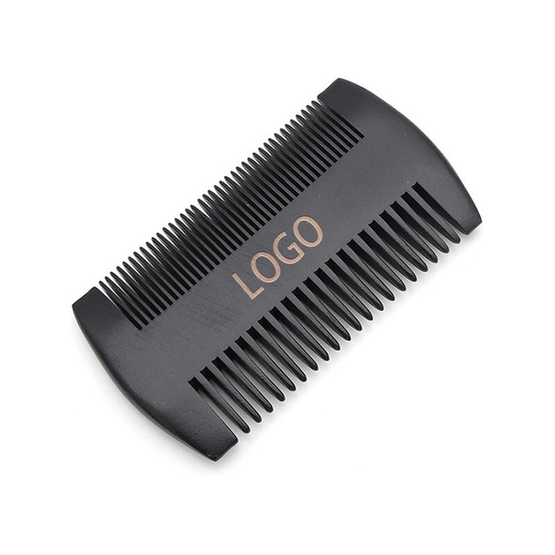 Comb Manufacturer - Custom Logo Handmade Double Wide Tooth Pocket Black Peach Wooden for Bathroom