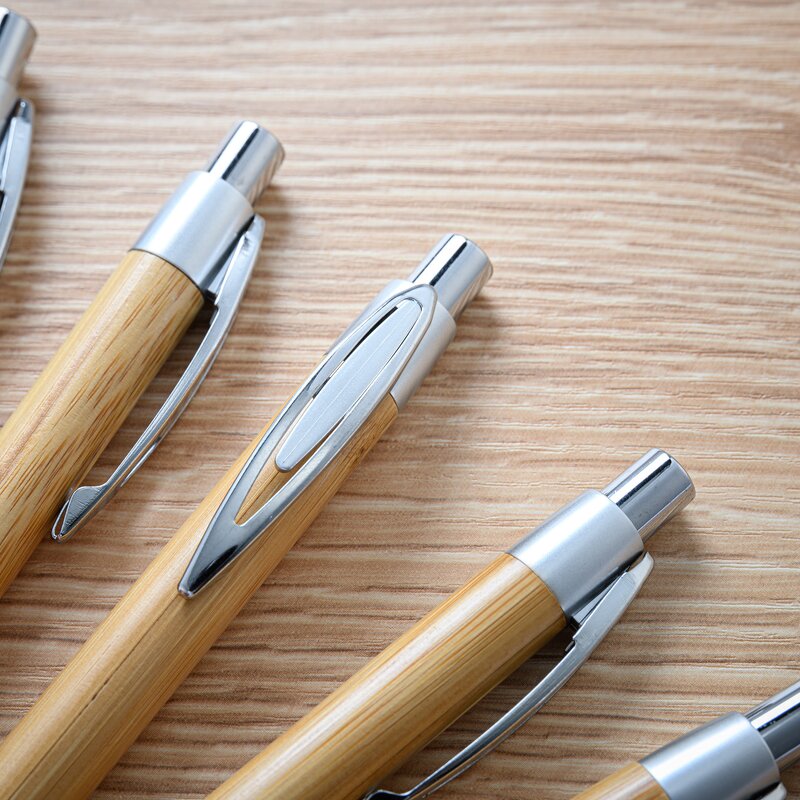 Pen Manufacturer - Laser Engraving Logo Bamboo Retractable Ballpoint Black Ink Refills for Promotional Gift
